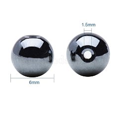 Круглый немагнитная синтетический гематит бисер пряди G-PH0012-6mm