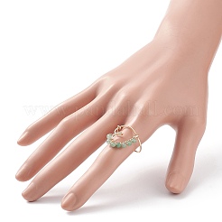 Anello da dito a cuore con perline di pietre preziose naturali&nbsp;RJEW-JR00520