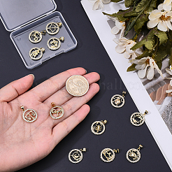12pcs 12 styles pendentifs en laiton micro pavé de zircone cubique&nbsp;KK-BM0001-01