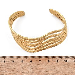 304ステンレススチール製カフバングル  女性用マルチ連バングル  波  ゴールドカラー  内径：2-1/2x2インチ（6.2x5.1cm）&nbsp;BJEW-B108-12G