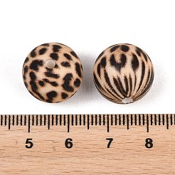 Perle di silicone alimentare rotonde con motivo leopardato&nbsp;PW-WG66974-59
