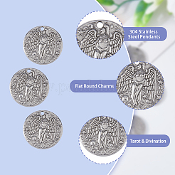 304ステンレスペンダント  星と天使のフラットラウンド  ステンレス鋼色  20x3mm  穴：1.8mm  16個/箱&nbsp;STAS-DC0013-66
