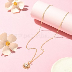 Ожерелье с подвеской-солнцем из прозрачного кубического циркония с цепочками-кабелями&nbsp;NJEW-JN04294