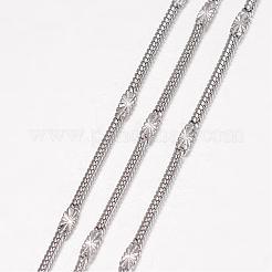 変色しない304ステンレススチールネックレス  ヘリンボーンチェーンネックレス  カニカン付き  ステンレス鋼色  19.69インチ（500mm）  1.5mm&nbsp;MAK-K062-05P