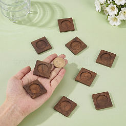 木製カボションセッティング  正方形  コーヒー  34.5~35x35~36x5mm  内径：25mm&nbsp;WOOD-WH0124-162B