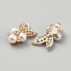 Кабошоны из сплава и пластика с жемчугом и стразами&nbsp;FIND-WH0126-667