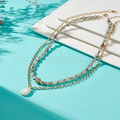 2 pièces 2 style naturel nouveau jade larme pendentif colliers ensemble&nbsp;NJEW-JN04079