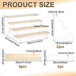 Organizador de pulseras de acrílico transparente de 4 capa con niveles de madera&nbsp;BDIS-WH0011-08