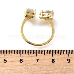 Манжеты из латуни с микро паве кубический цирконий для женщин&nbsp;RJEW-F181-08G-01