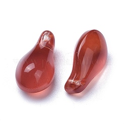クリアガラスペンダント  染め＆加熱  ティアドロップ  暗赤色  15x8x6mm  穴：1mm&nbsp;GLAA-M040-A07