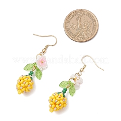 Серьги-подвески из бисера из нержавеющей стали 304 в виде цветка&nbsp;EJEW-MZ00470-03