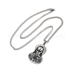 Мужские ожерелья из витой цепи с подвеской в виде рунического креста Одина из нержавеющей стали 201 NJEW-S440-03A-AS