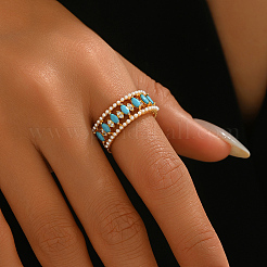 Регулируемые манжеты в стиле бохо с микропаве из латуни и кубическими цирконами для женщин EM2078