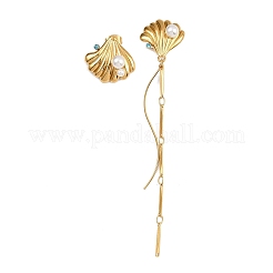 Серьги-гвоздики в форме ракушки из нержавеющей стали 304 со стразами&nbsp;LS-EJEW-A138-01G