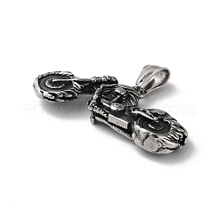 304ステンレスペンダント  バイクの魅力  アンティークシルバー  20x46x9mm  穴：9x4mm&nbsp;STAS-D014-16AS