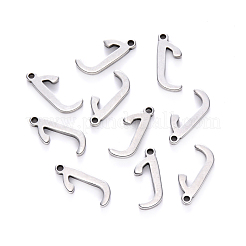 変色しにくい201ステンレススチールチャーム  レーザー切断  ステンレス鋼色  文字.j  13x5x1mm  穴：1mm&nbsp;STAS-R105-J