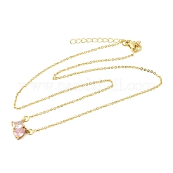 Collares con colgante rectangular y en forma de lágrima de latón con circonitas cúbicas engastadas en cadena de cable&nbsp;KK-CBAB173-05G-09