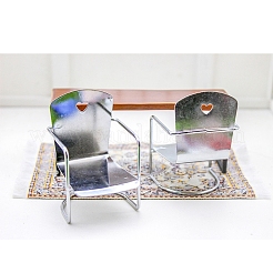 鉄の椅子モデル  ミニ家具  ミニチュアドールハウスの庭の装飾  プラチナ  46x46x67mm&nbsp;MIMO-PW0003-012