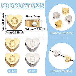 4 шт. 2-х цветные бусины из нержавеющей стали 304&nbsp;STAS-TA0002-75