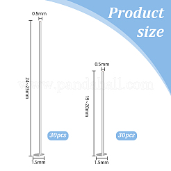 60 шт. 2 стиля 925 булавки с плоской головкой из стерлингового серебра STER-PH0001-88