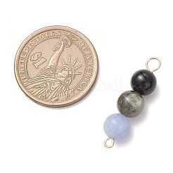 Breloques connecteurs en perles rondes en jade malaisien naturel teinté et onyx noir (teint et chauffé) et améthyste et labradorite et quartz rose&nbsp;PALLOY-JF04052-02