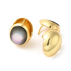 Овальные серьги-кольца из натуральной черной ракушки для губ EJEW-G382-22G