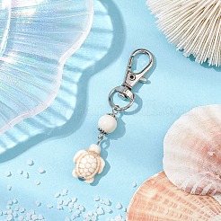 Подвеска с круглыми бусинами из черепаховой синтетической бирюзы с натуральным говлитом&nbsp;HJEW-JM02296