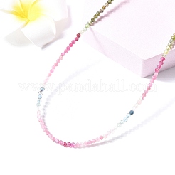 Ожерелья из граненых бусин рондель из натурального турмалина NJEW-Z066-01P