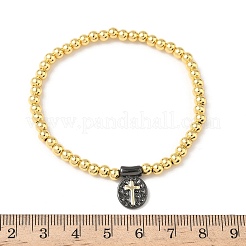 Braccialetti con ciondoli ovali in ottone&nbsp;BJEW-B148-03B-04