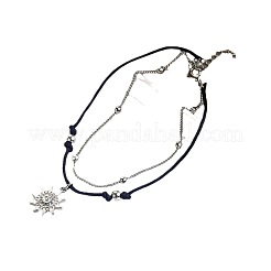 Браслеты на ногу из вощеного шнура с подвесками из сплава солнца для женщин&nbsp;FS-WG12E23-01