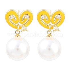 Boucles d'oreilles pendantes en laiton et zircon cubique transparent pour la Saint-Valentin&nbsp;EJEW-Z164-07G-04