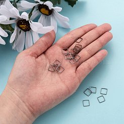 スクエア真鍮製フレームコネクター  ガンメタ色  8x8x1mm&nbsp;EC0308mm-B