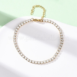 Браслеты-цепочки из нержавеющей стали 304 с кубическим цирконием для женщин BJEW-G754-01B-G03