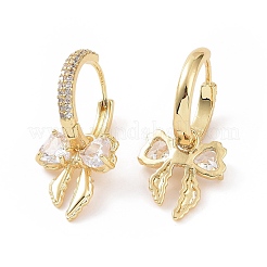 Серьги-кольца с бантом из прозрачного кубического циркония EJEW-C040-05G