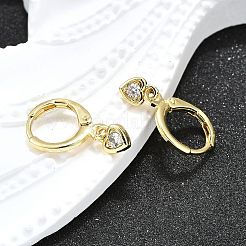 Латунные серьги-кольца из прозрачного кубического циркония&nbsp;EJEW-H157-09G