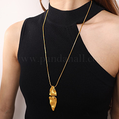 Длинные цепочки с подвеской в виде листа из нержавеющей стали 304.&nbsp;WGDFF54-02