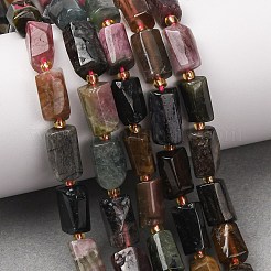 天然のマルチカラートルマリンビーズ連売り  コラム  ファセットビーズ  10~11.5x6~7.5x6~7.5mm  穴：1mm  約31個/連  15.59''（39.6センチメートル）&nbsp;G-D110-H02-01