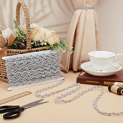 Волнистая кружевная лента из полиэстера длиной 19.5 м. OCOR-WH0100-02B