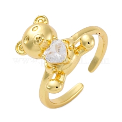 Кольца-манжеты для пальцев с покрытием из латуни с микропаве из прозрачного кубического циркония для женщин RJEW-M028-17G