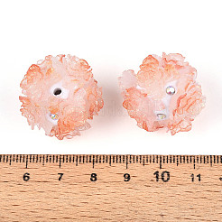 Бусины из полимерной глины со стразами и рельефными смоляными розами&nbsp;RESI-T059-04J