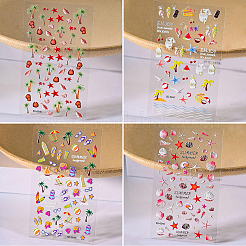 4 шт. 4 стиля самоклеящиеся наклейки для ногтей с изображением животных на тему океана&nbsp;MRMJ-SP0001-17