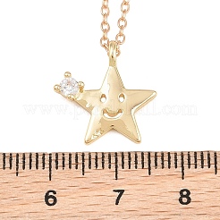Halsketten mit Anhänger in Sternform aus Messing mit klarem Zirkonia-Pavé&nbsp;KK-CBA6599-04A-G