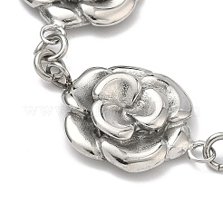 Браслеты-цепочки с цветочным узором из нержавеющей стали 304 для женщин&nbsp;BJEW-A033-03P