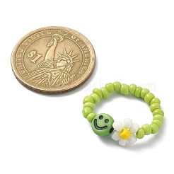 Растягивающееся кольцо из стеклянных бусин RJEW-TA00079-01