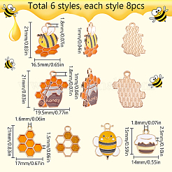 48шт 6 стиля подвески из сплава с эмалью ENAM-SC0005-50