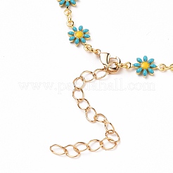 Braccialetti con maglie in smalto floreale in ottone dorato&nbsp;BJEW-JB05664-02
