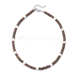 Colliers de perles heishi en coquillage blanc naturel et noix de coco pour femmes&nbsp;NJEW-JN05473-01