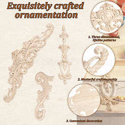 10 pz 3 stili intaglio in legno decorazioni per la casa di fiori&nbsp;AJEW-GA0010-52