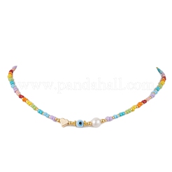 Ожерелья из стеклянных бусин в богемном стиле NJEW-JN04657