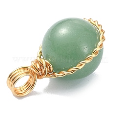 天然混石銅線巻きペンダント  ラウンドチャーム  23x14.5x12mm  穴：4.2mm&nbsp;PALLOY-JF02181-02